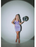 Purple Satin Beaded Crisscross Back Party Dress